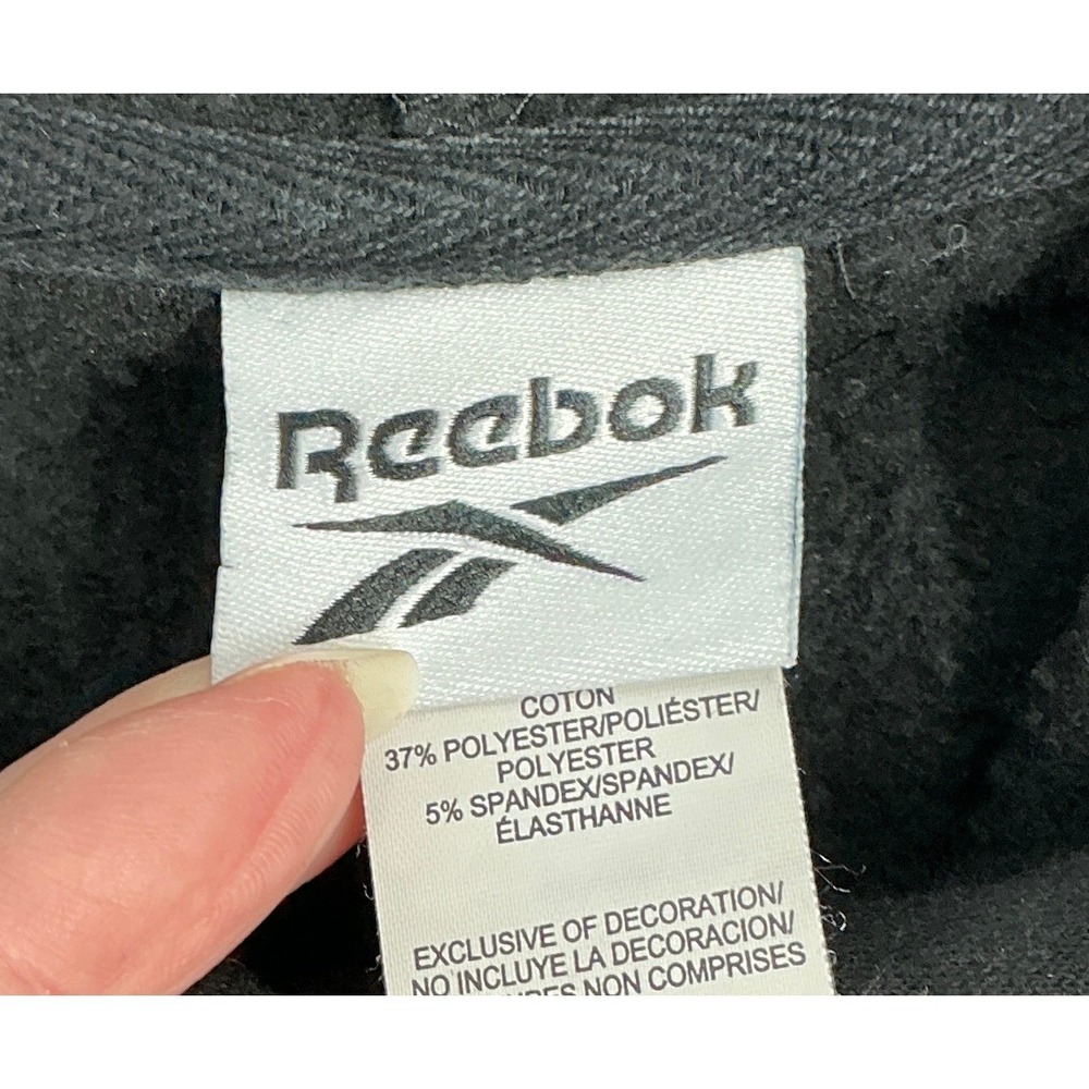 Reebok Black Fleece Lined Logo Pullover Hoodie Sweatshirt Sz L Lounge Streetwear - Picture 4 of 8